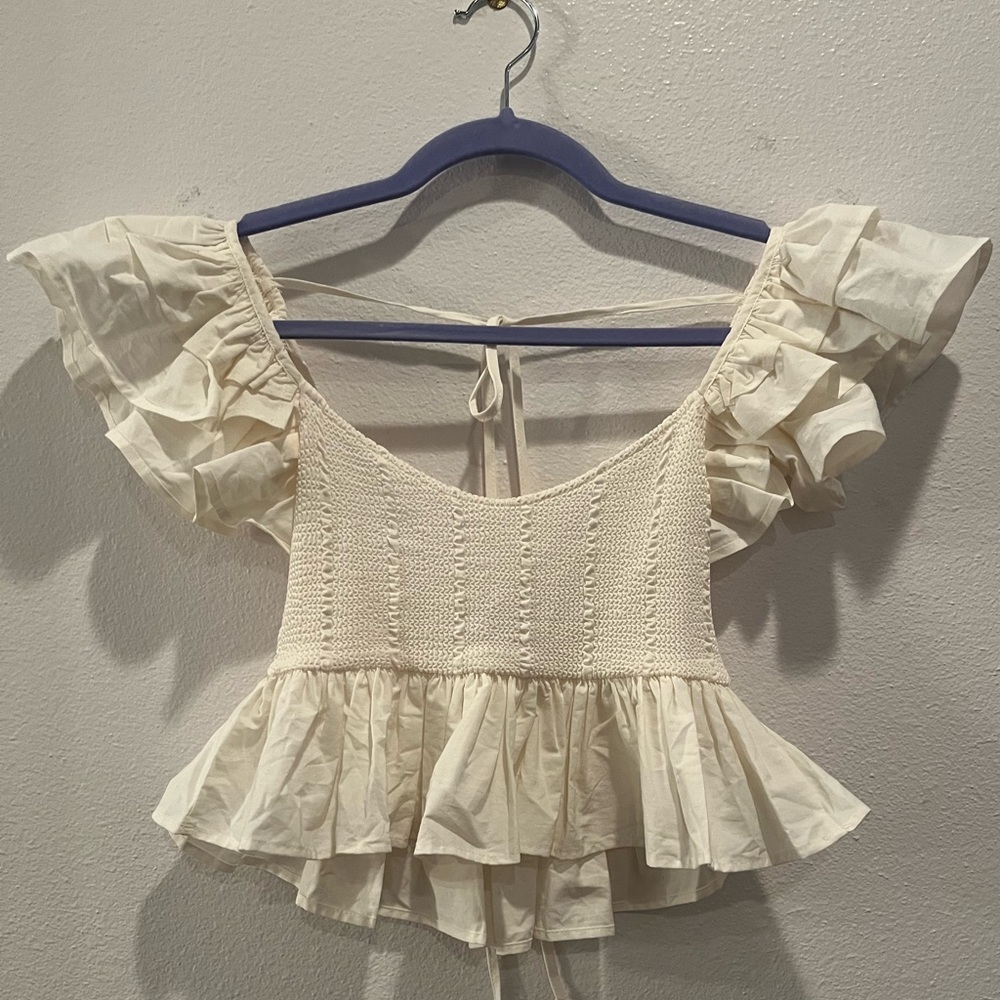 preppy white zara top